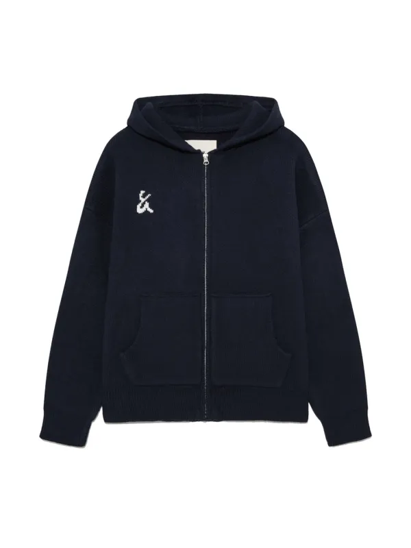 G JACQUARD KNIT ZIP UP (NAVY)