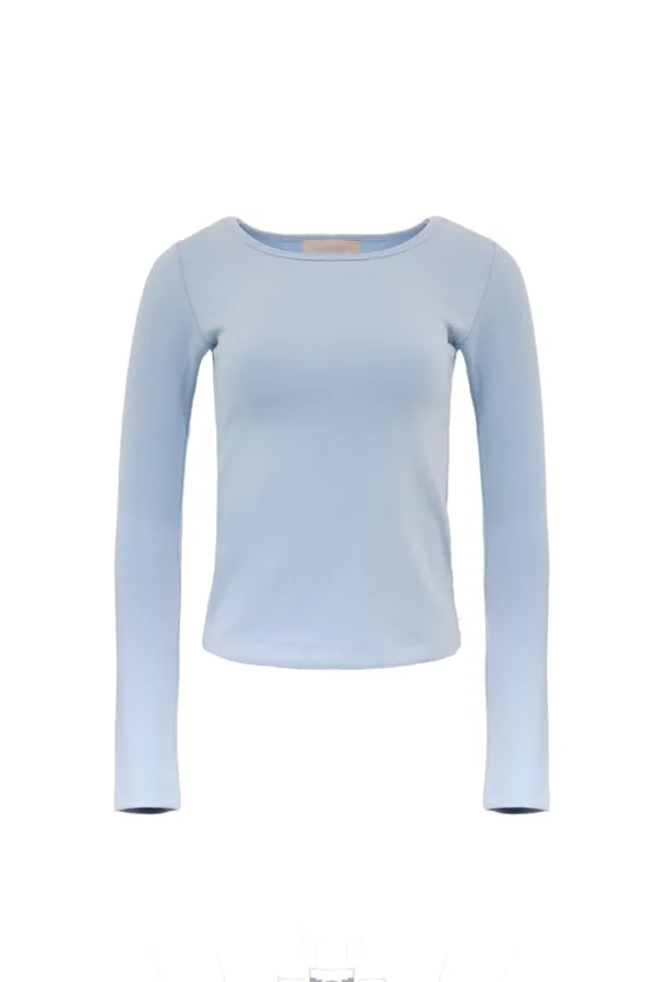 BASIC BOAT NECK  LONG SLEEVE TOP SKY