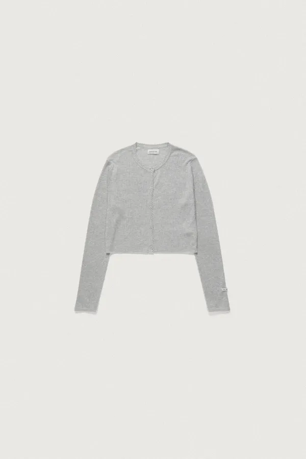 PETAL RIBBED CARDIGAN [GRAY]