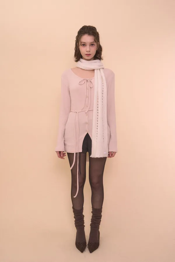 Strap long sleeve cardigan