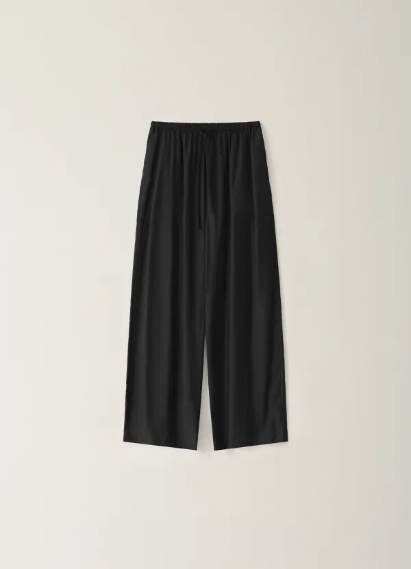 See-through String Banding Pants - Black