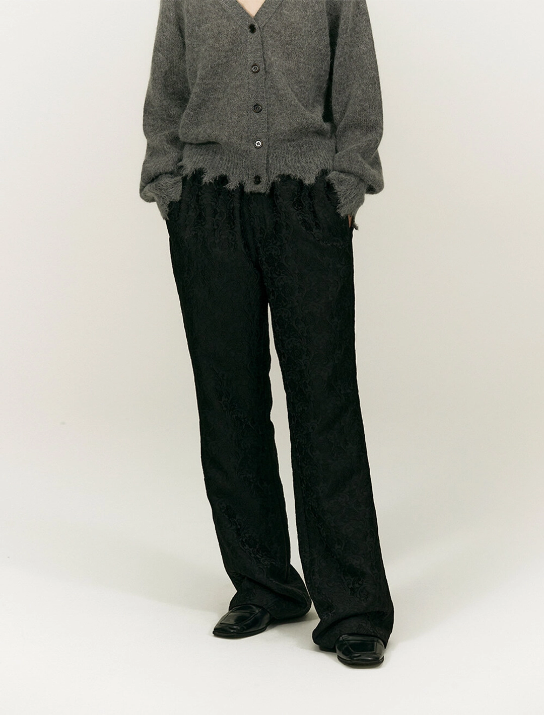 솔티페블 DAMASK JACQUARD BANDING PANTS [BLACK] 상품 이미지 2