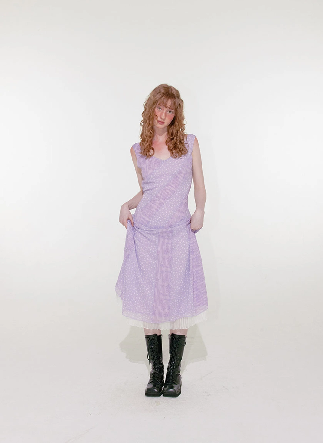 루루서울 Paisley Flower Mix Dress (Purple) 상품 이미지 2