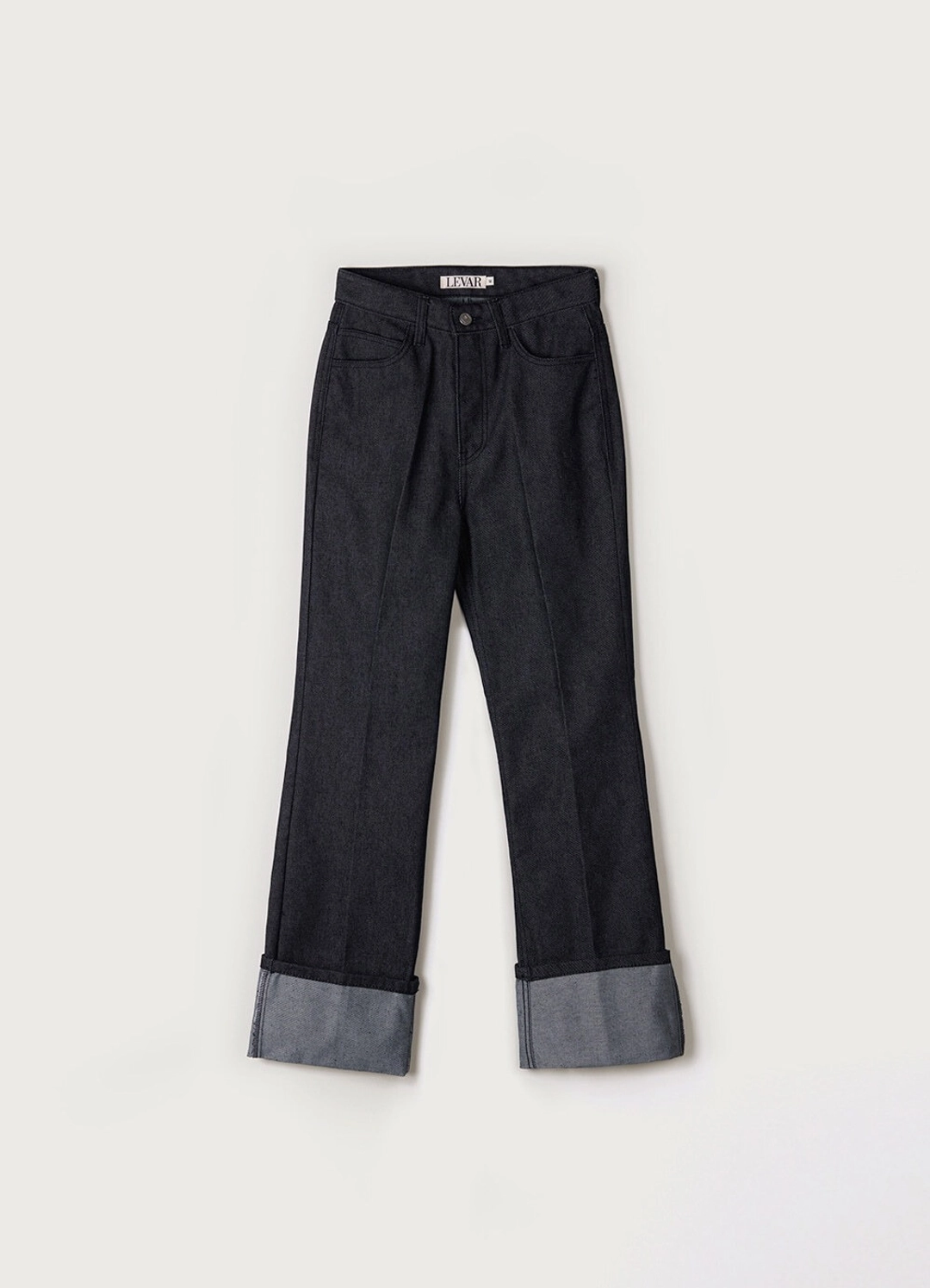 르바 Raw-Denim Turn-Up Jeans - Indigo Black 상품 이미지 1