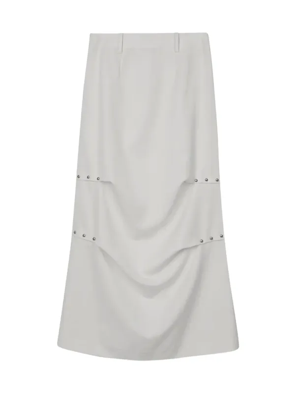 RIVET LONG SKIRT (LIGHT GREY)