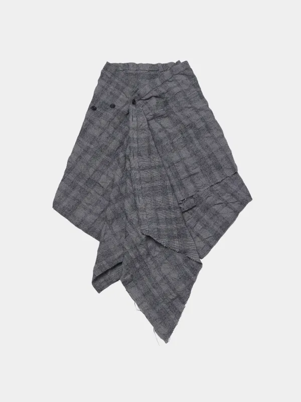 ASYMMETRIC BUTTON WRAP SKIRT