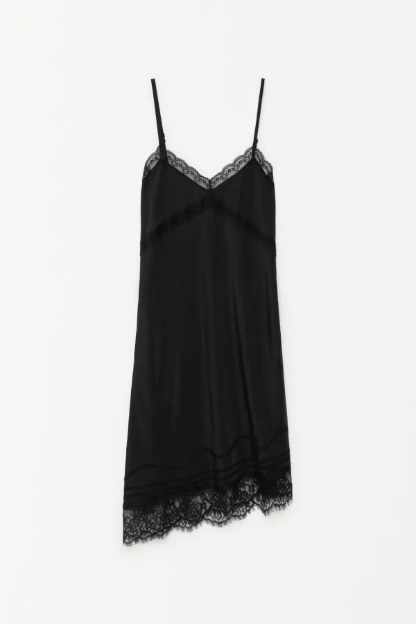 Josiah Lace Embroidery Slip Dress black