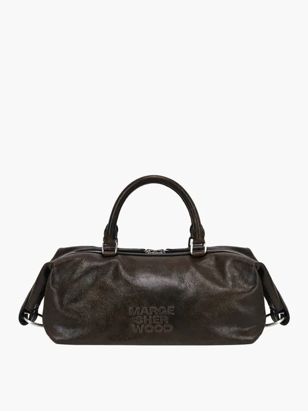 DUMPLING EW TOTE_brown+black two-tone cracked
