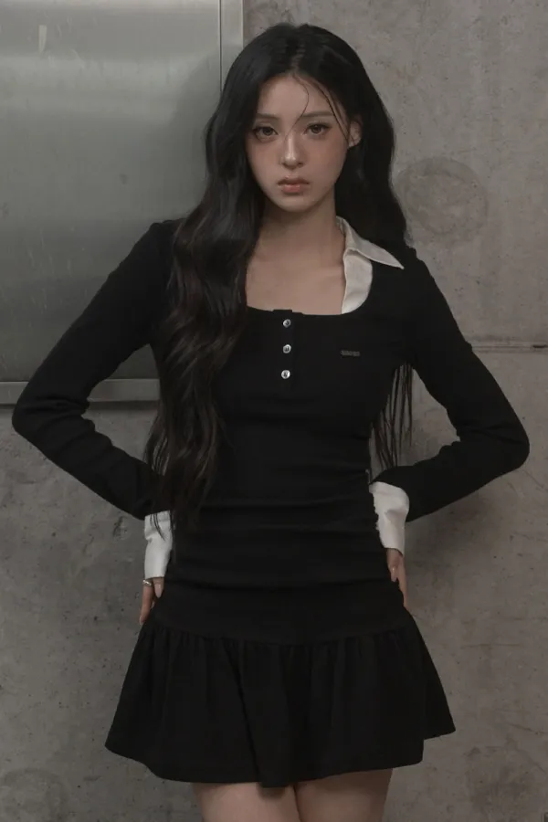 Overlay Mini Dress (black)
