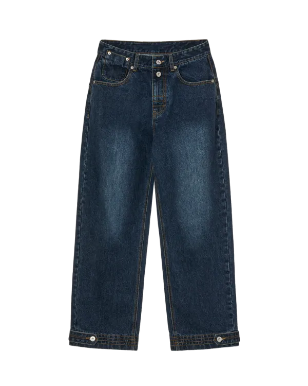 CURVE DENIM PANTS [DARK BLUE]