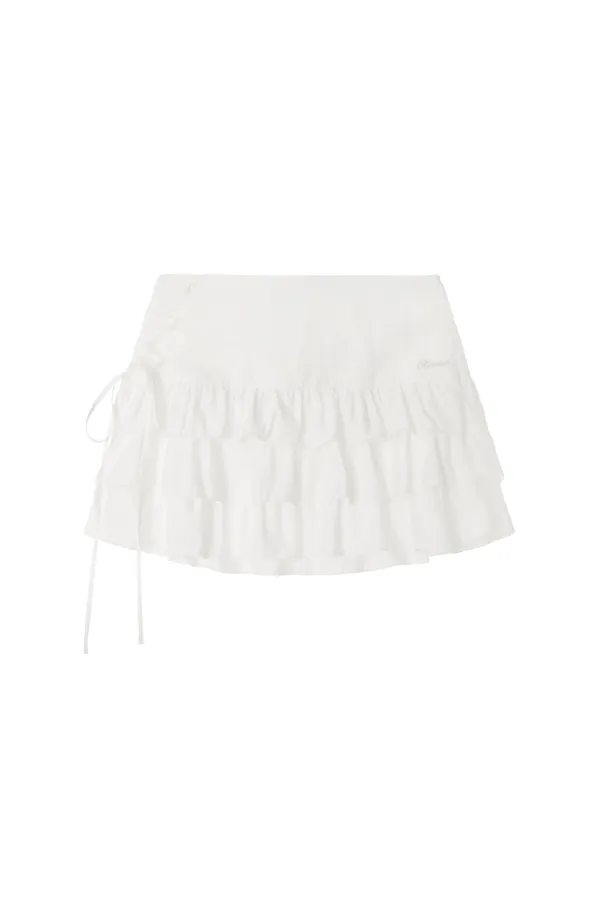 Sheer flow frill skirt