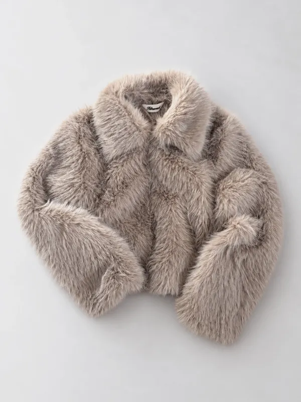 zipper sleek fur jacket (grey)