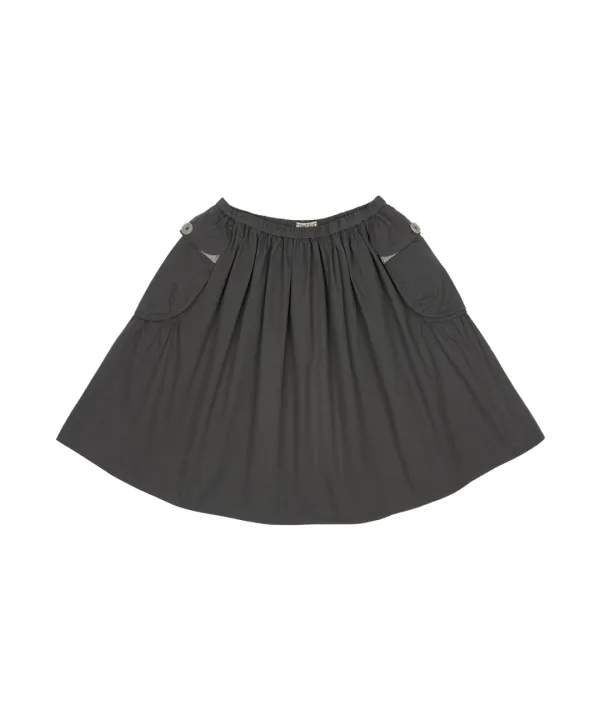BIG POCKET SHIRRING SKIRT CHARCOAL