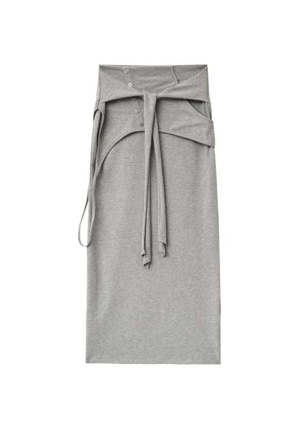 [2ND 10/2~ 발송] OVERLAP TIED SKIRT, GRAY - bohemseo