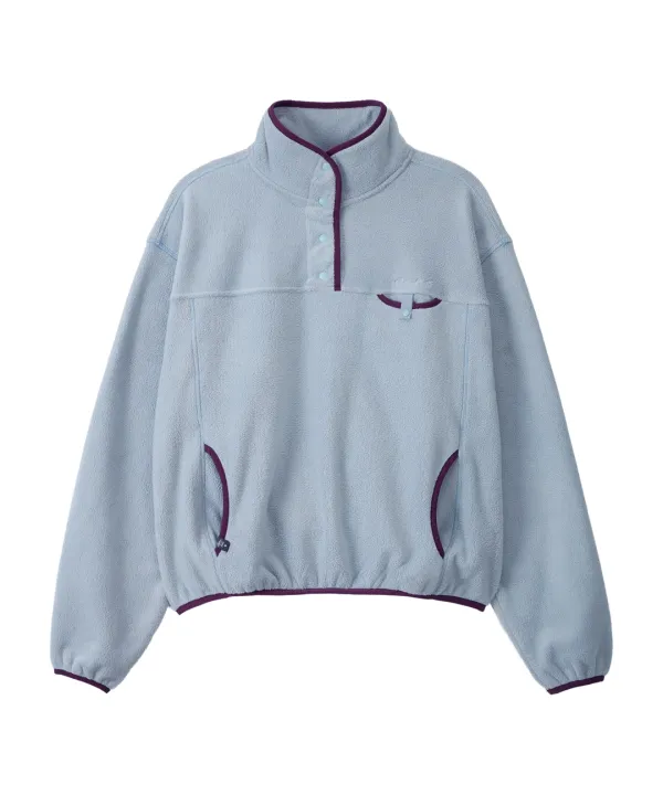 Wintry Fleece Snap Anorak-Blue Grey