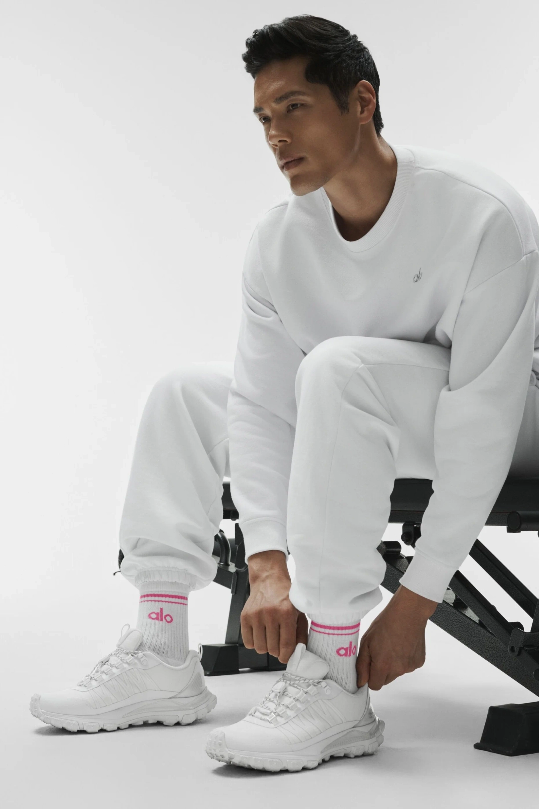 알로요가 Unisex Half-Crew Throwback Sock - White/Paradise Pink 상품 이미지 3