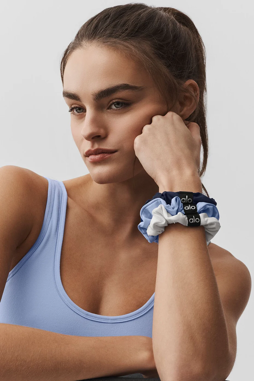 알로요가 Fresh Mini Scrunchie 3-Pack - Light Provence Blue/Navy/White 상품 이미지 1