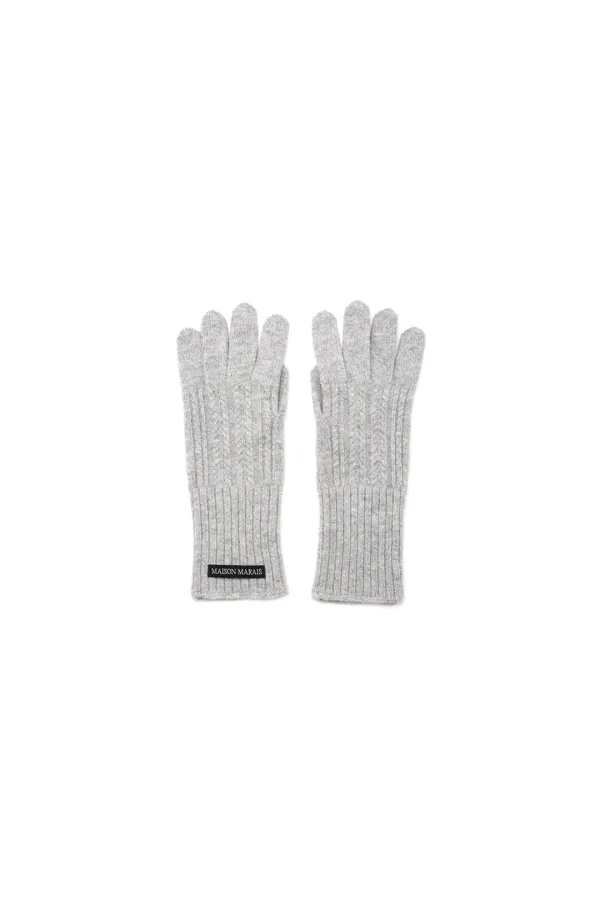 Wool Cash Gloves, Light Grey
