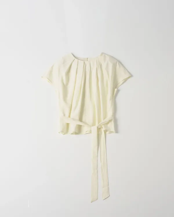 Pleated Tie Blouse [CREAM]