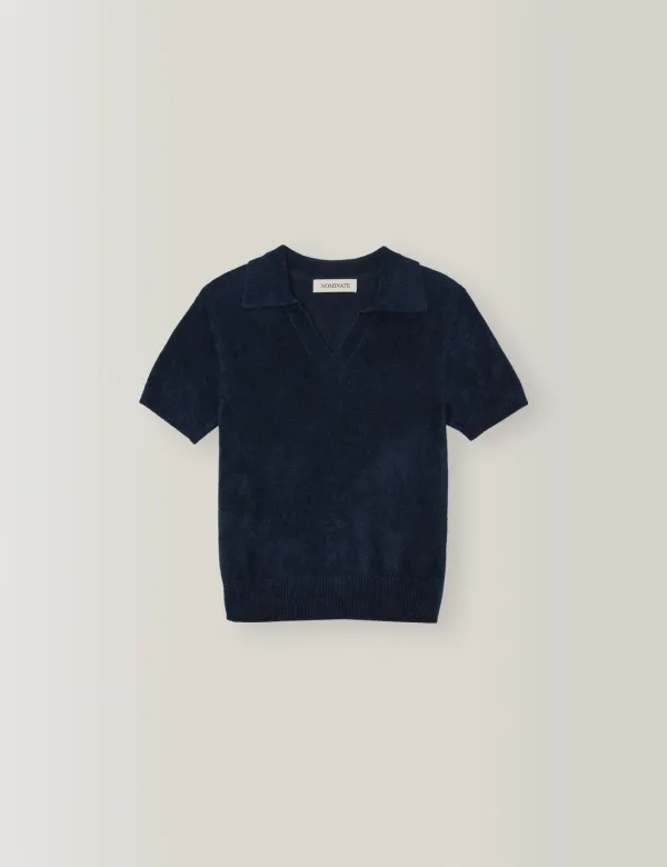 Soft Terry Polo Knit (Navy)