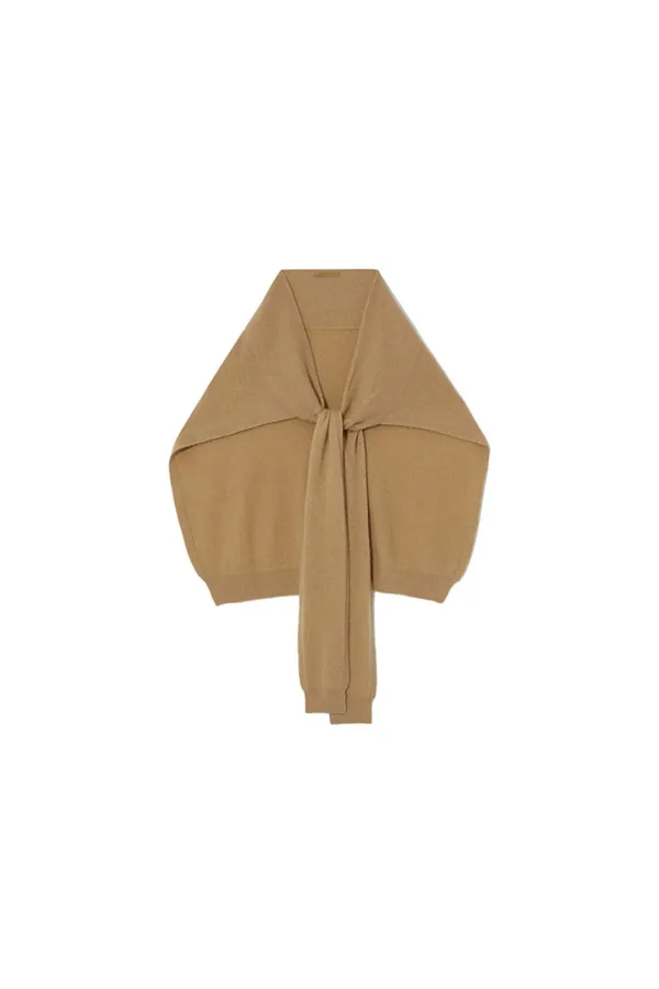 PURE CASHMERE KNIT MUFFLER [CAMEL]