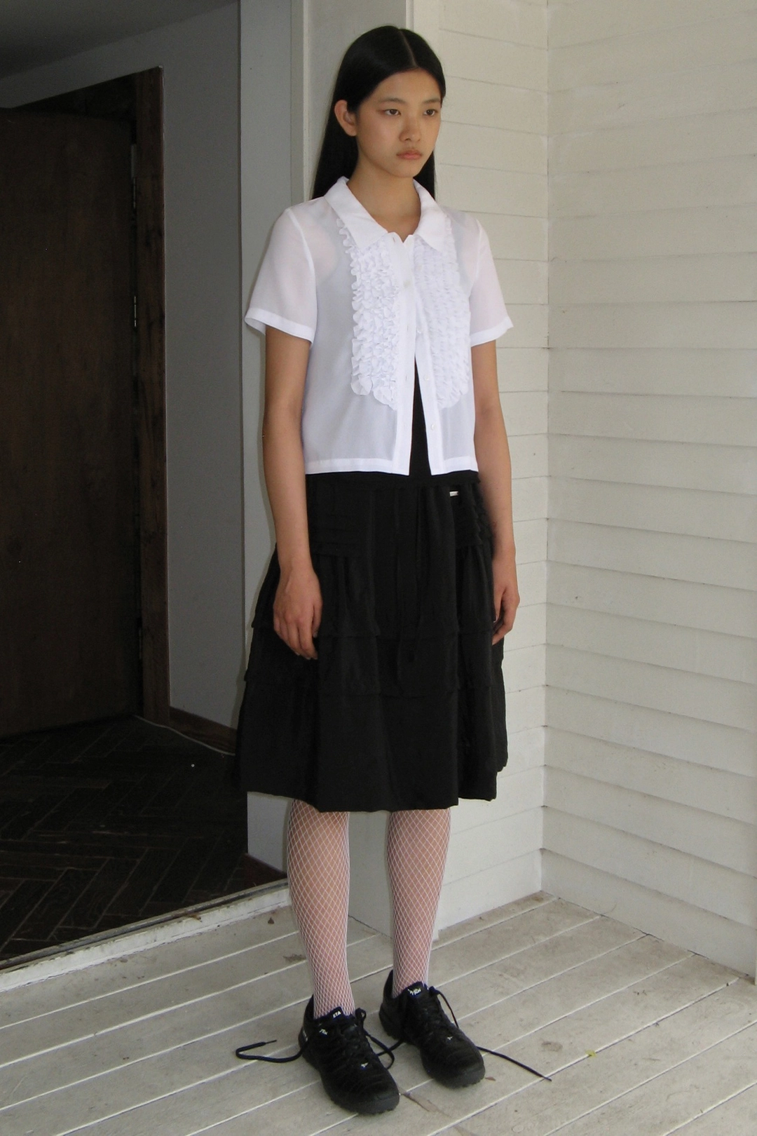 시눈 Frill Half Blouse (White) 상품 이미지 3