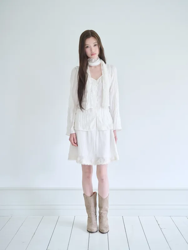 Scarf wrinkle blouse (Ivory)