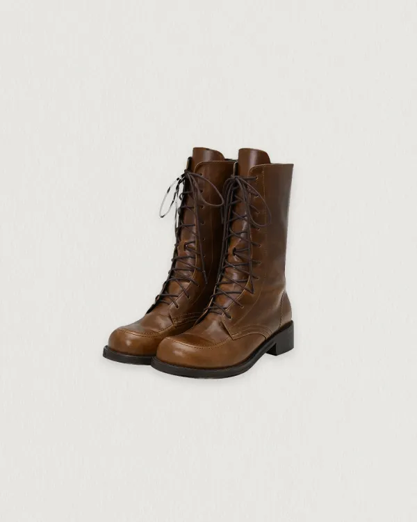 [Exclusive] flétta Handmade Lace-up Middle Boots_Brown