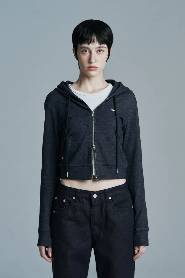 INDIGO SLIM DENIM ZIP UP BLUE