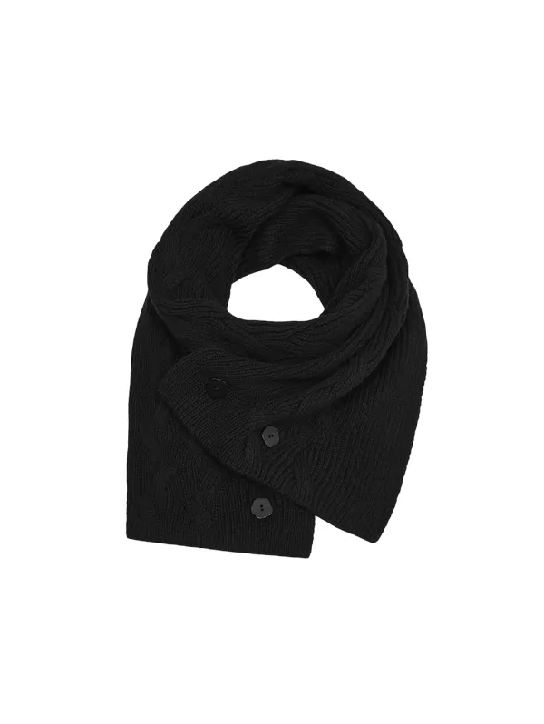 [09.28 예약 발송] BUTTON WOOL KNIT MUFFLER [BLACK]