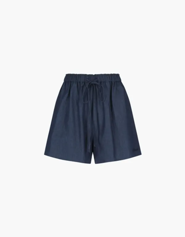 denim banding shorts - navy