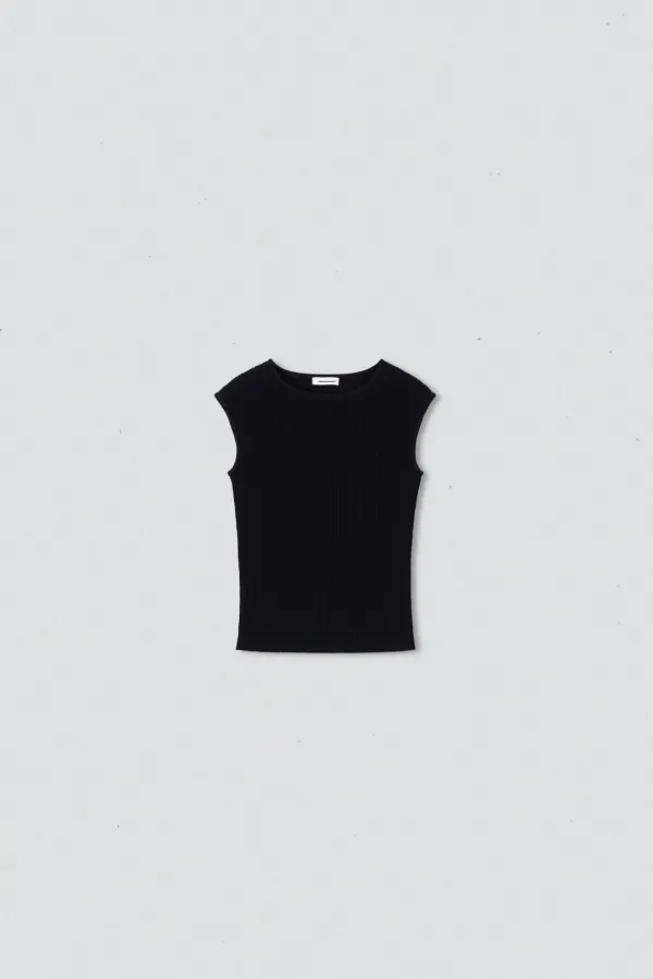 25699_Pleated cap sleeve knit top TW