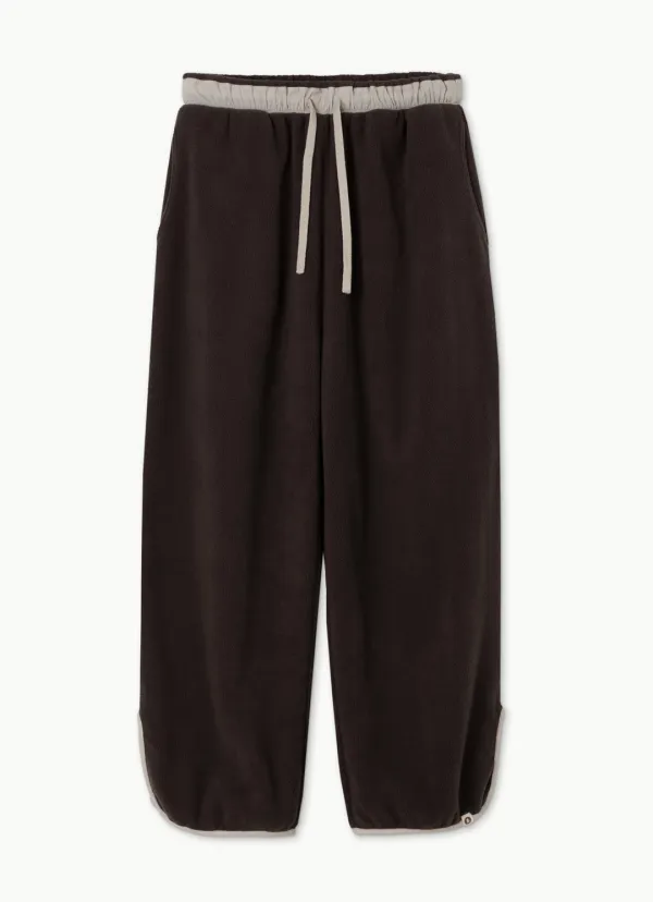 Button fleece pants (Unisex)_Brown