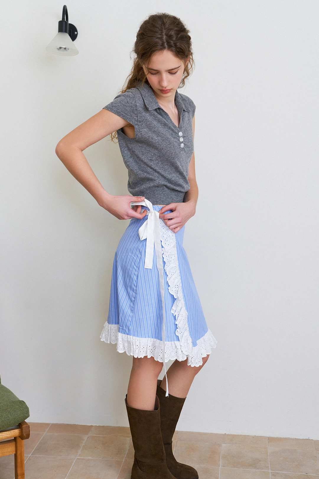 위드아웃썸머 Picnic apron skirt_stripe 상품 이미지 2