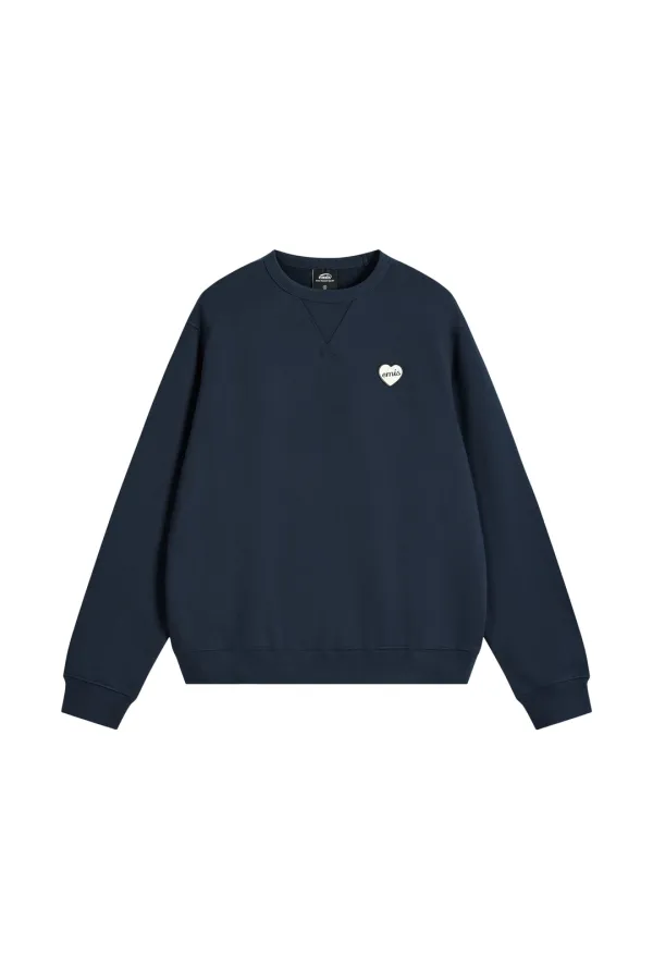 HEART RUBBER PATCH SWEATSHIRT-NAVY