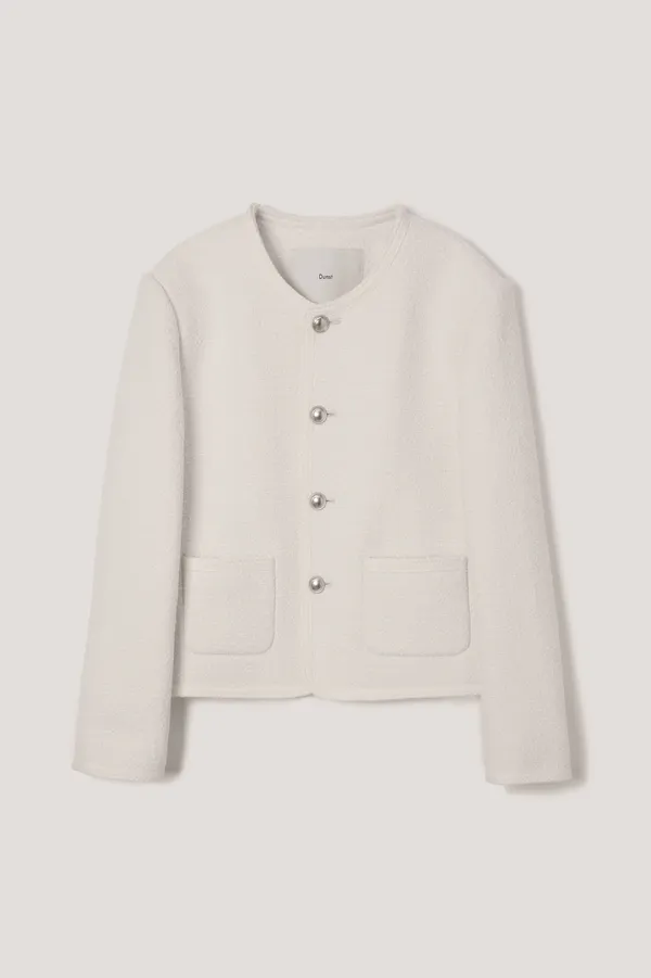 UNISEX CLASSIC BOUCLE TWEED JACKET CREAM_UDJA6A108CR