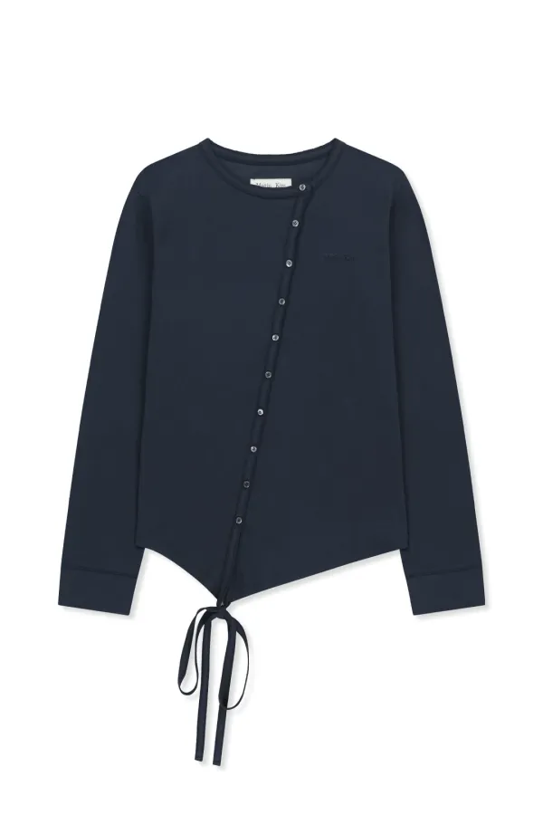ASYMMETRIC BUTTON CLOSURE TOP IN NAVY
