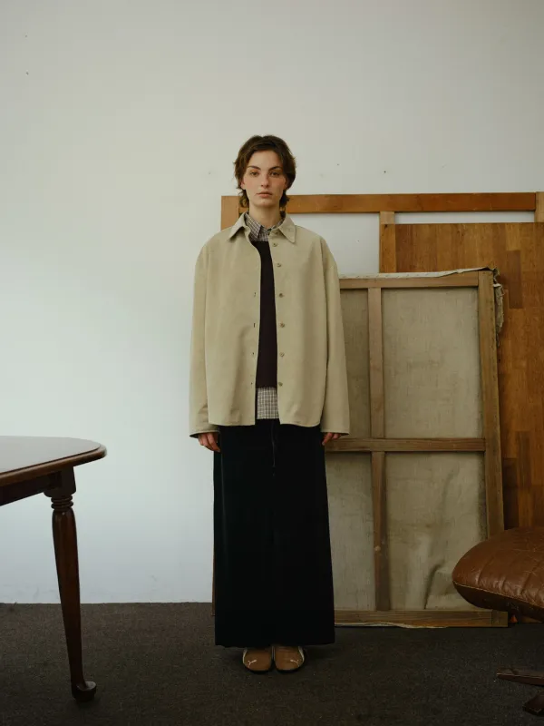 Suede shirt jacket (light beige)
