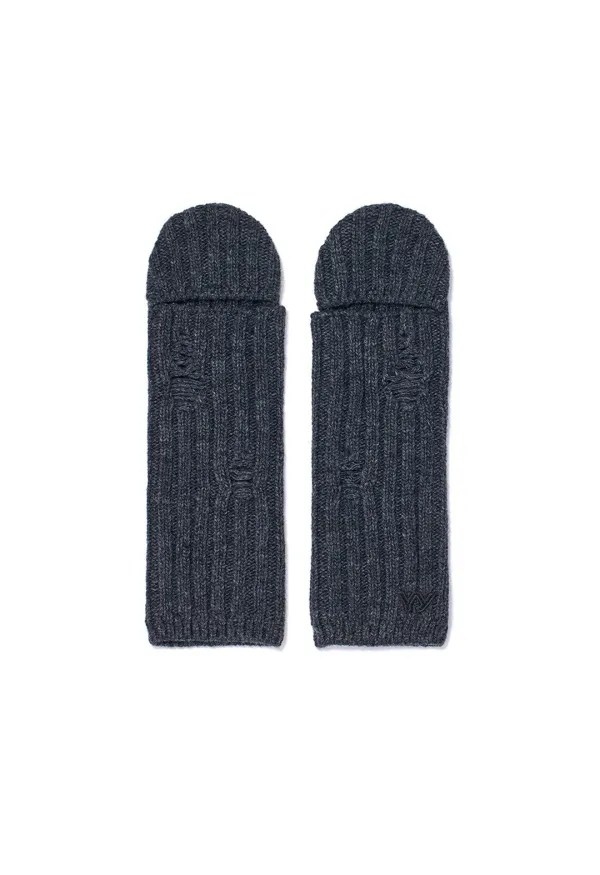 CUT OUT MITTEN WARMERS, CHARCOAL
