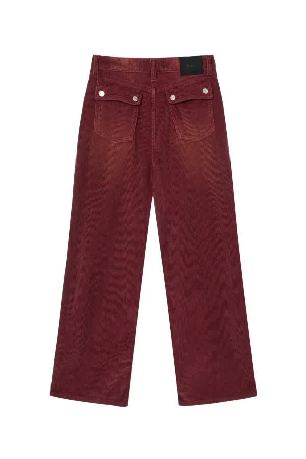 STRAIGHT BRUSH CORDUROY PANTS IN BURGUNDY