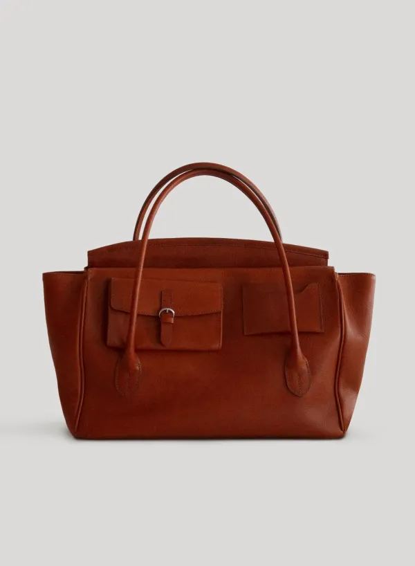 Tessa Leather Tote Bag Cognac (FROM ITALY)