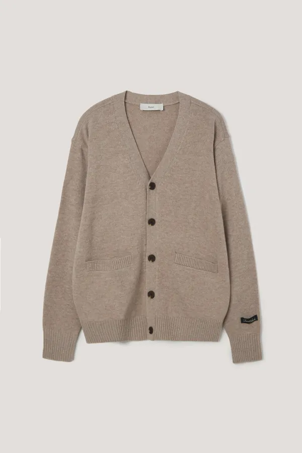 UNISEX BOYFRIEND KNIT CARDIGAN OATMEAL BEIGE_UDSW6A102I2