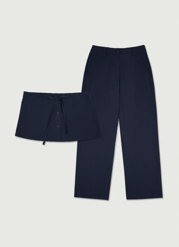 5th/ Layered Cotton Pants [navy]
