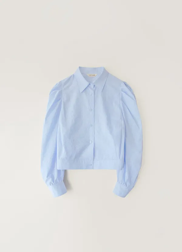 See-Through Cropped Blouse - Sky Blue