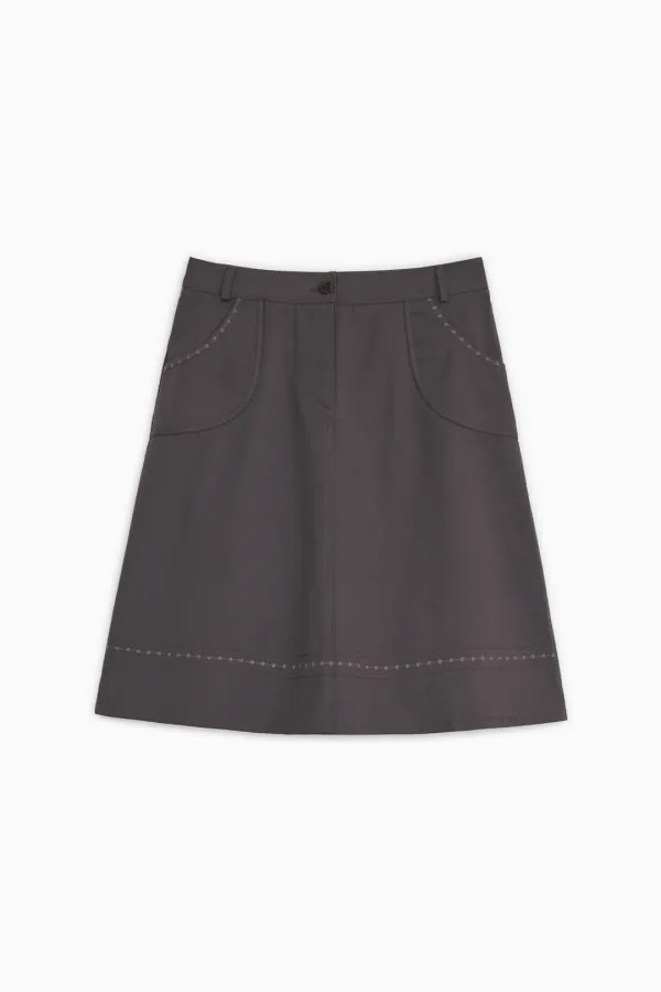 EMBROIDERY POCKET A-LINE SKIRT, PURPLE
