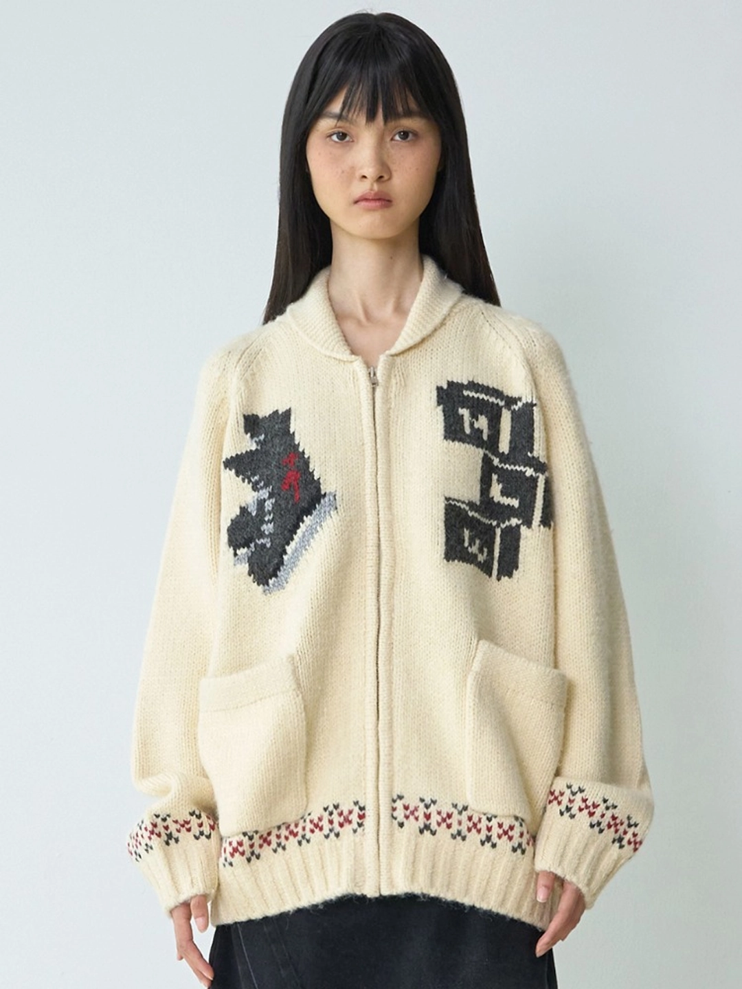 밀로 우먼 Symbol Cowichan Knit Zip Up [Ecru] 상품 이미지 2