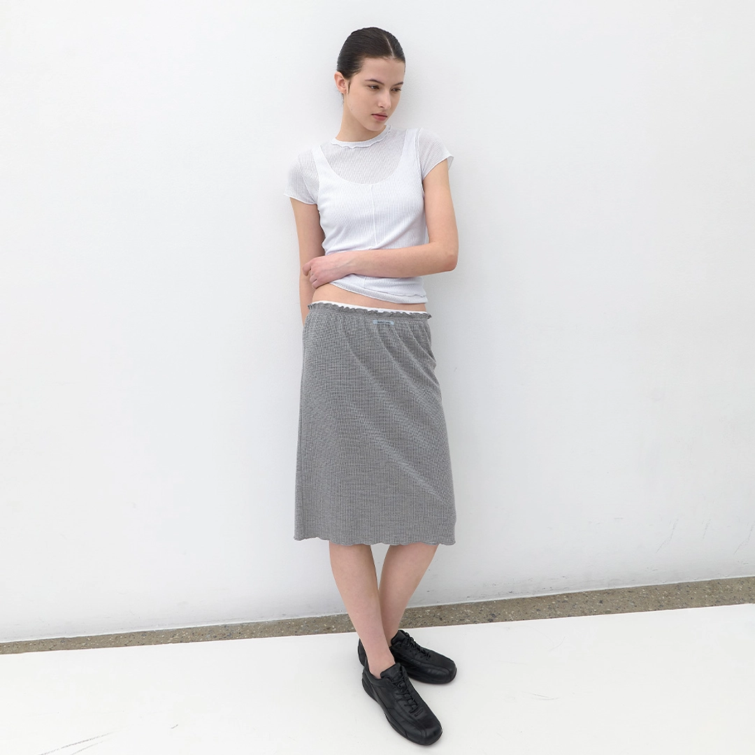 아뜰리에 나인 (SK-5106)AN DOUBLE WAIST WAFFLE MIDI SKIRT 상품 이미지 1