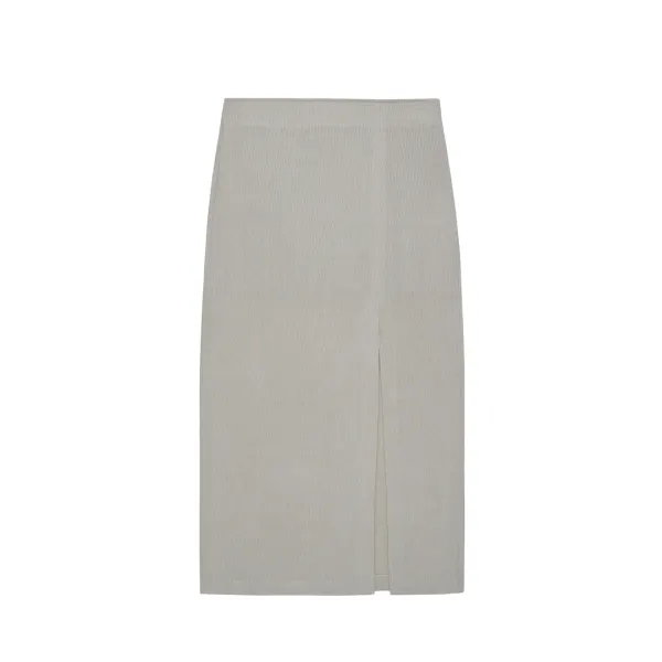 Pigment Linen Long Slit Skirt - natural