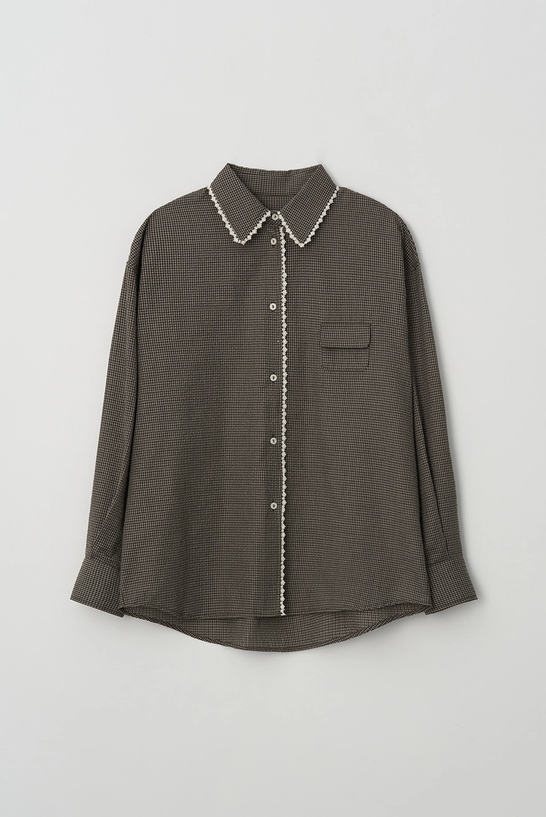 브렌다 브렌든 lace stripe shirts - brown 상품 이미지 2