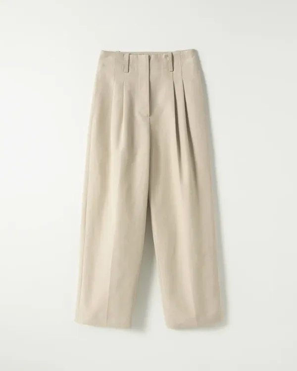 Sandy Cotton Two-Tuck Pants
